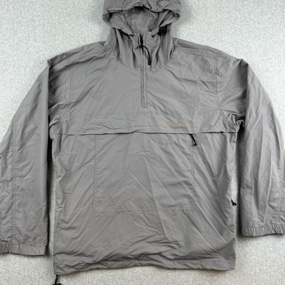 Carhartt Anorak Jacket Men M Grey Nimbus Pullover Windbreaker Hooded Quarter Zip